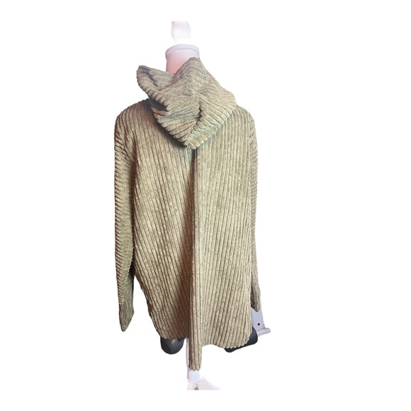 Jimmy Yoo Women’s Ribbed Button Up Hooded Jacket Green Size L NWT - Picture 7 of 10